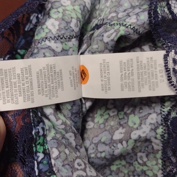 Aerie Blue and Green Floral Lace BabyDoll - Picture 12 of 12
